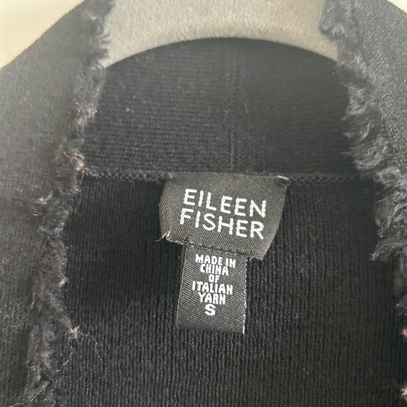 Eileen Fisher 100% Wool Black Knit Cardigan Sweater - Picture 3 of 9